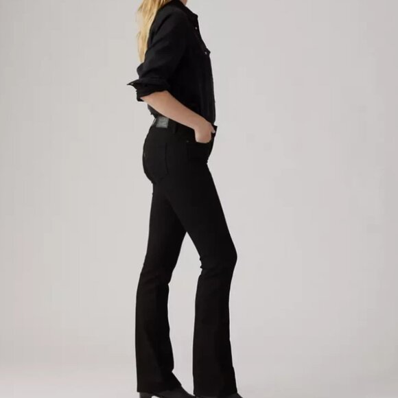 Share Levi's 315 Shaping Bootcut Women's Jeans Mid Rise Black Denim Size 10 W30 - Picture 2 of 12